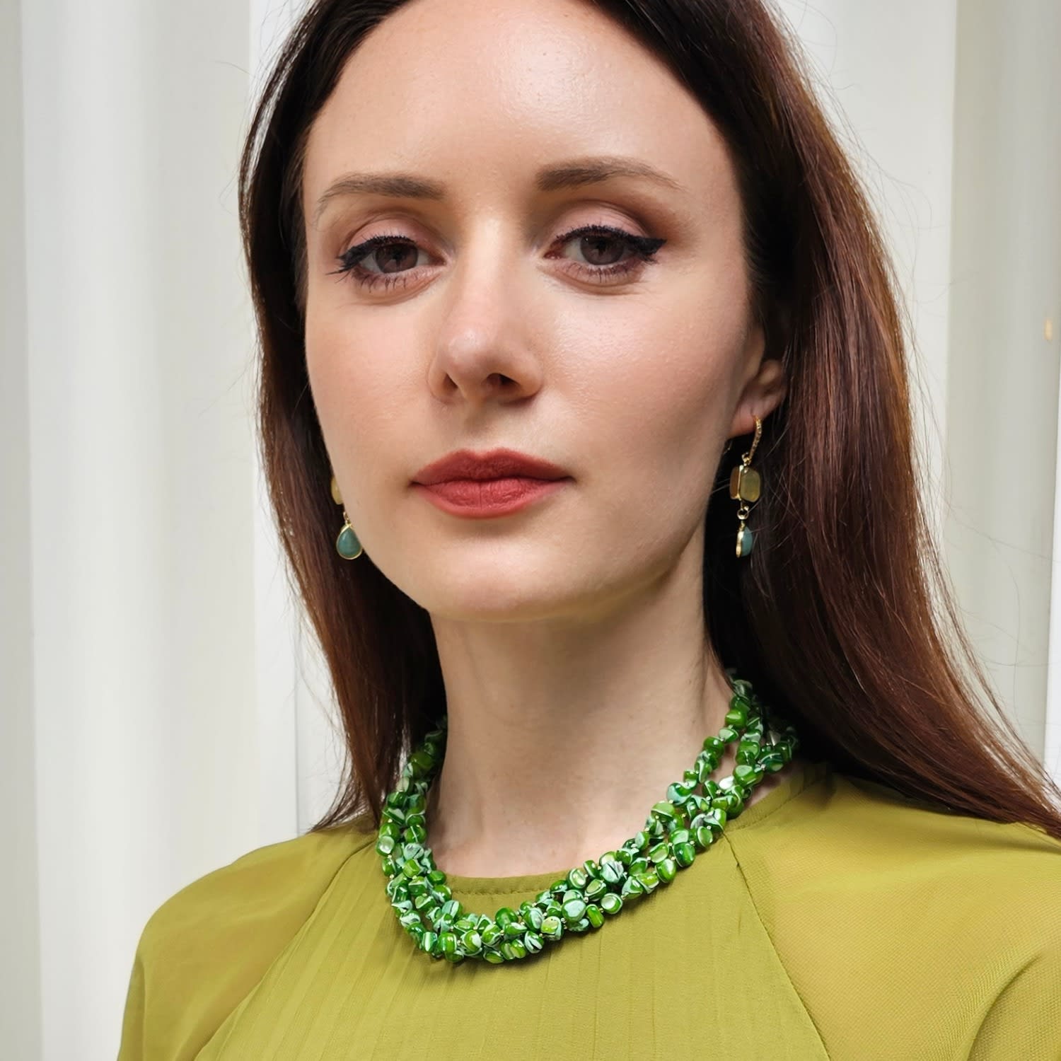 Green Natural Shell Multi-Layers Necklace