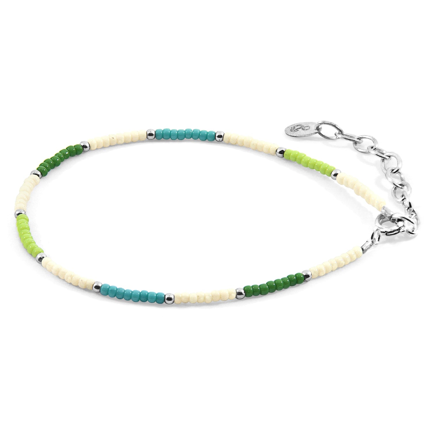 Green - Off White Zoey Silver & Miyoko Glass Bracelet