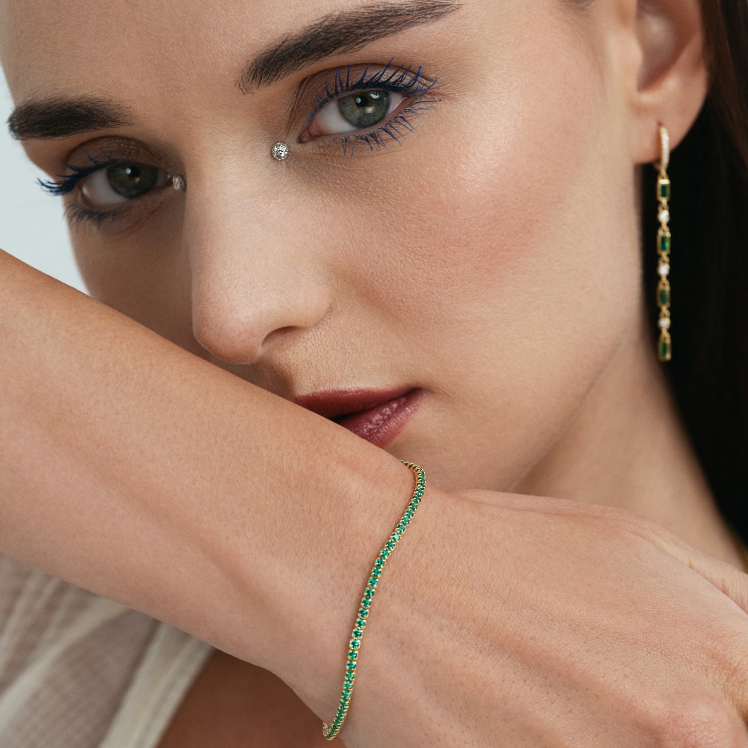 Green Stone Tennis Bracelet Gold