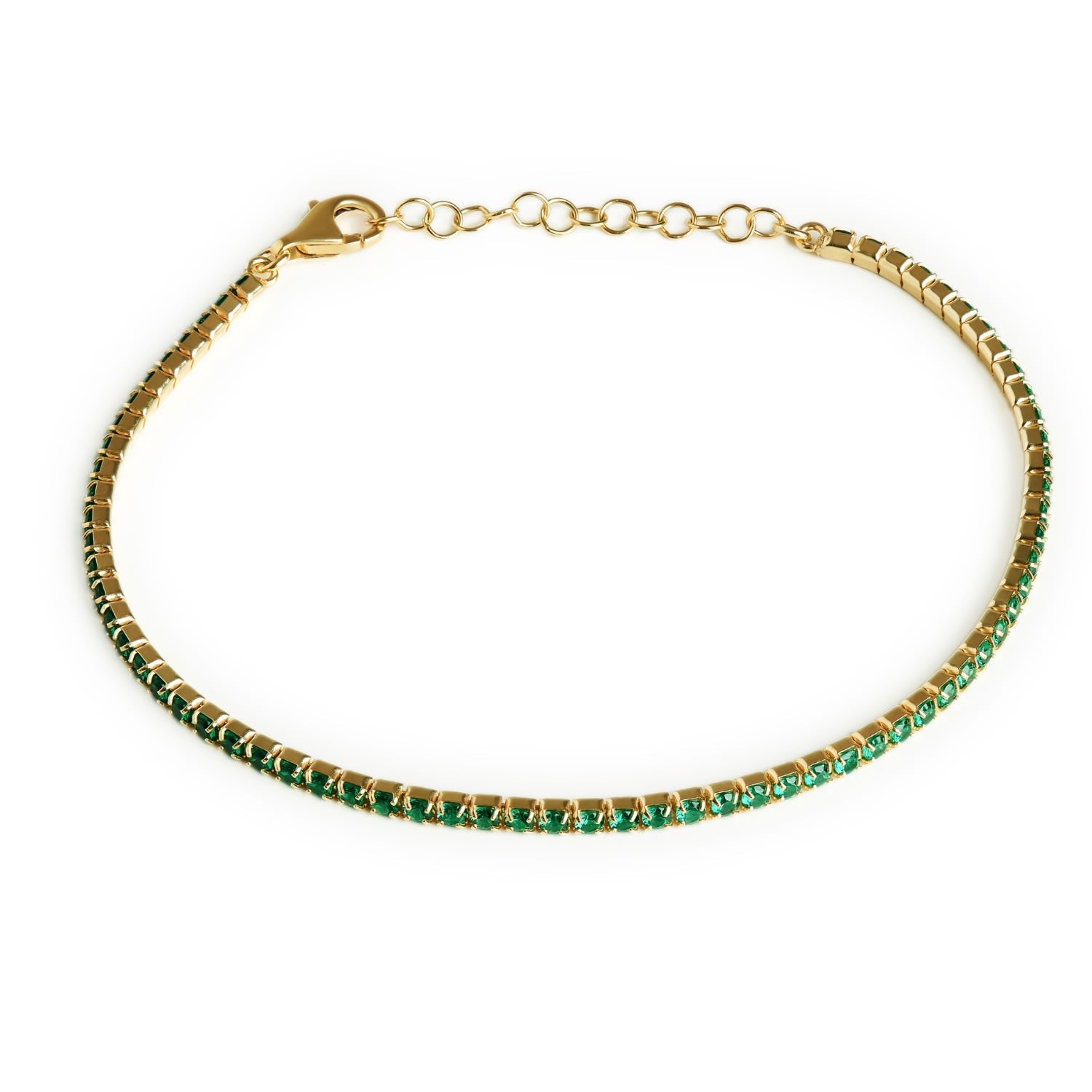 Green Stone Tennis Bracelet Gold