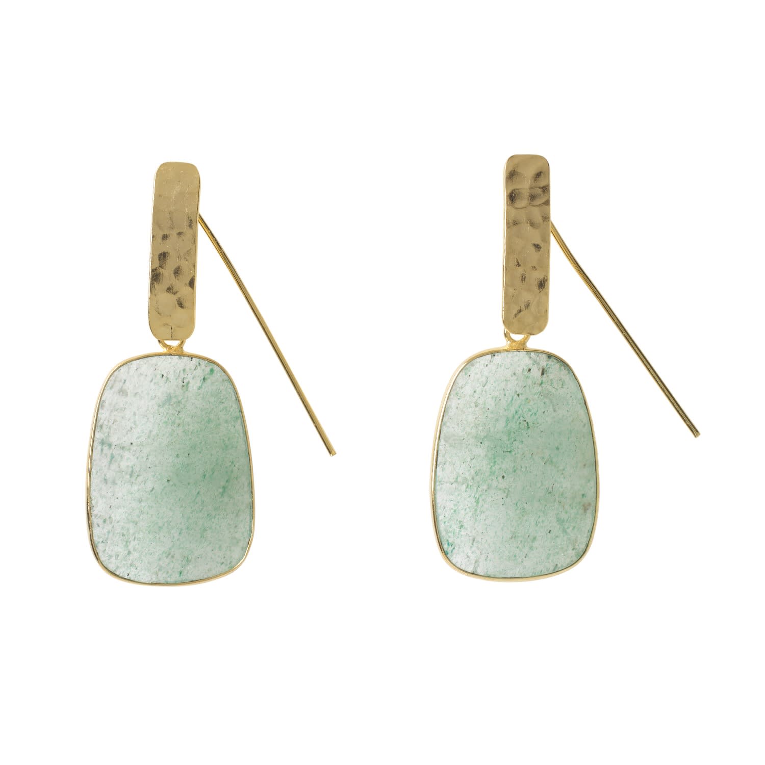 Green Strawberry Quartz Egypt Gold Earrings
