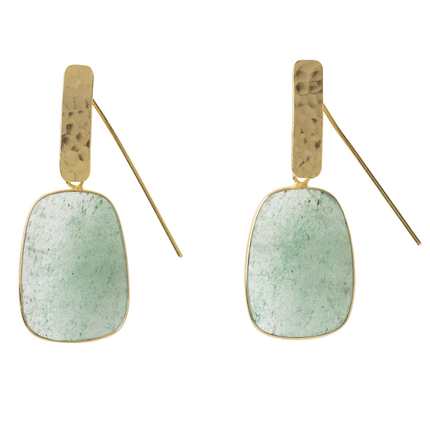Green Strawberry Quartz Egypt Gold Earrings