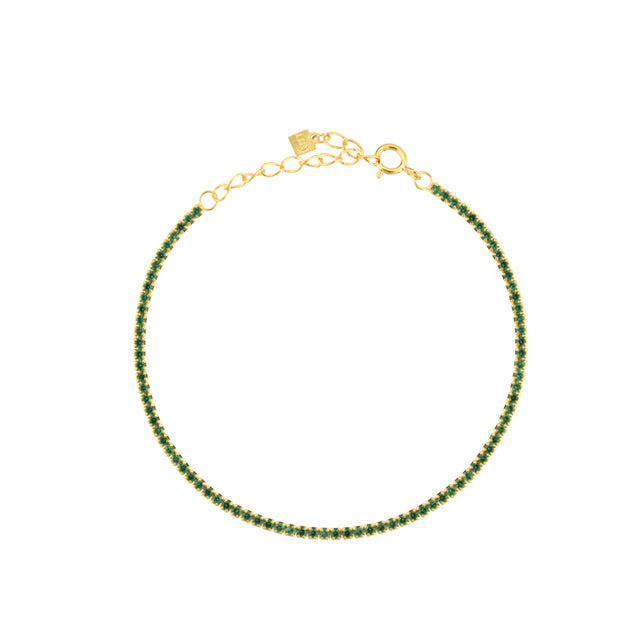 Dainty Emerald Green Gold Tennis Bracelet