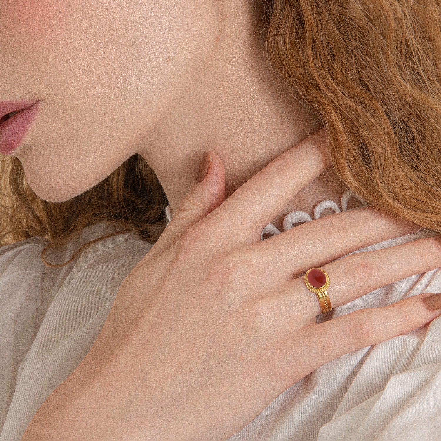 Fascetta Gold-Plated Carnelian Ring