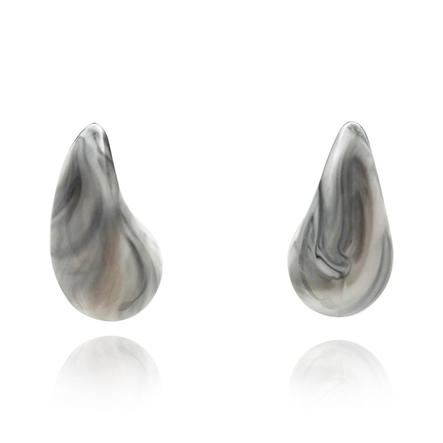 Grey Resin Pierced Hoop Earrings