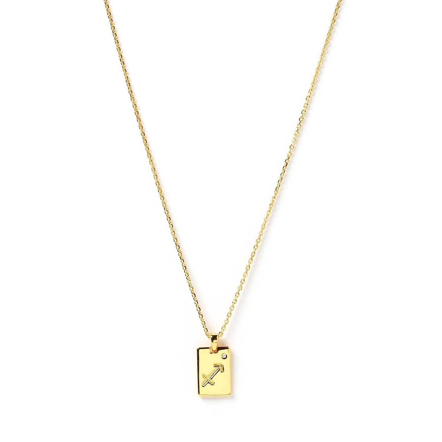 Sagittarius Zodiac Gold Tag Necklace