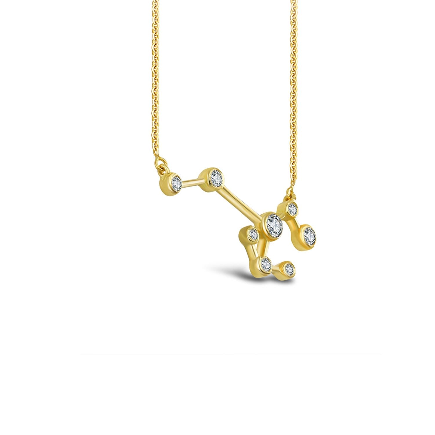 Sagittarius Zodiac Constellation Necklace 18K Yellow Gold & Diamond
