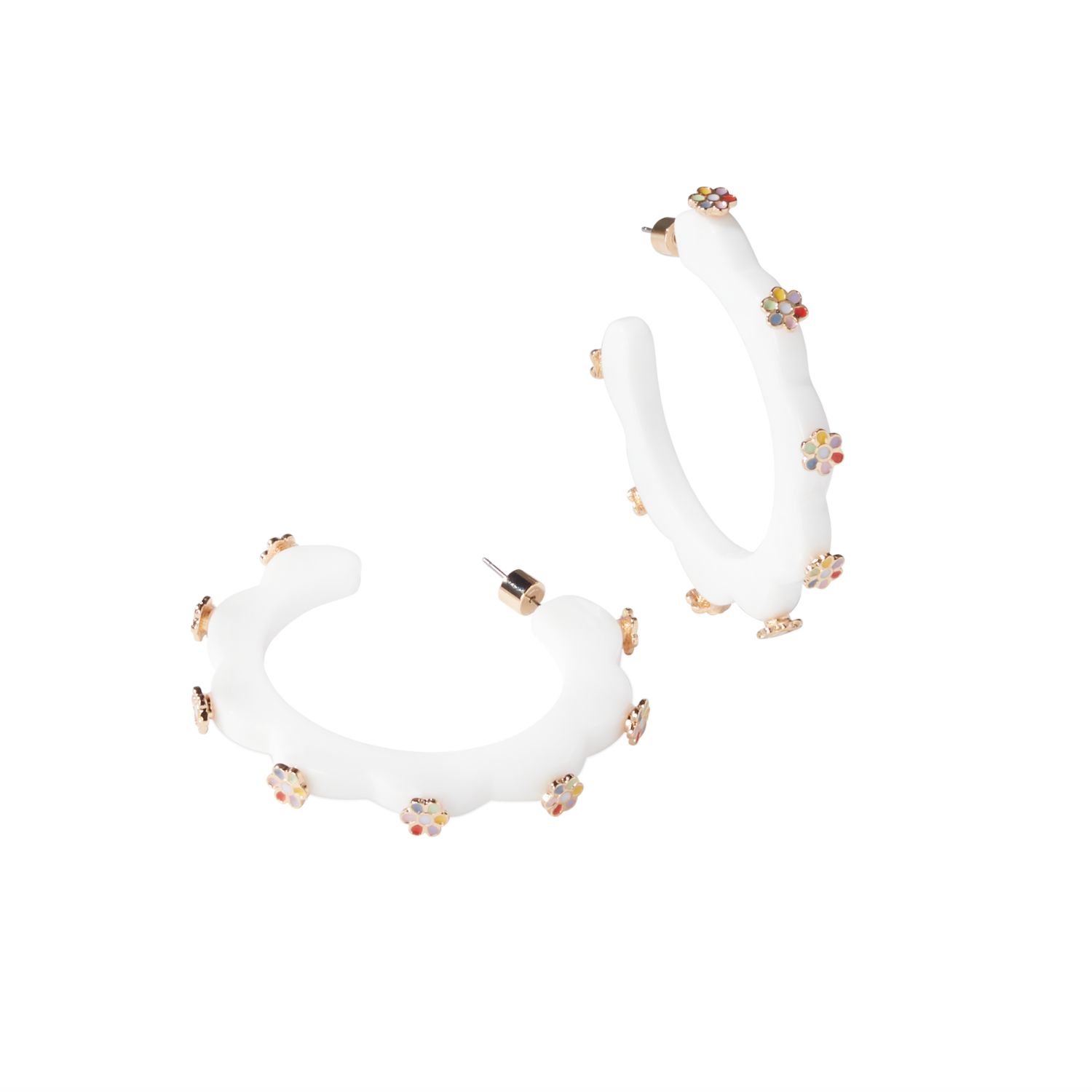 Groovy Small Jewel Hoop - White Multicolor