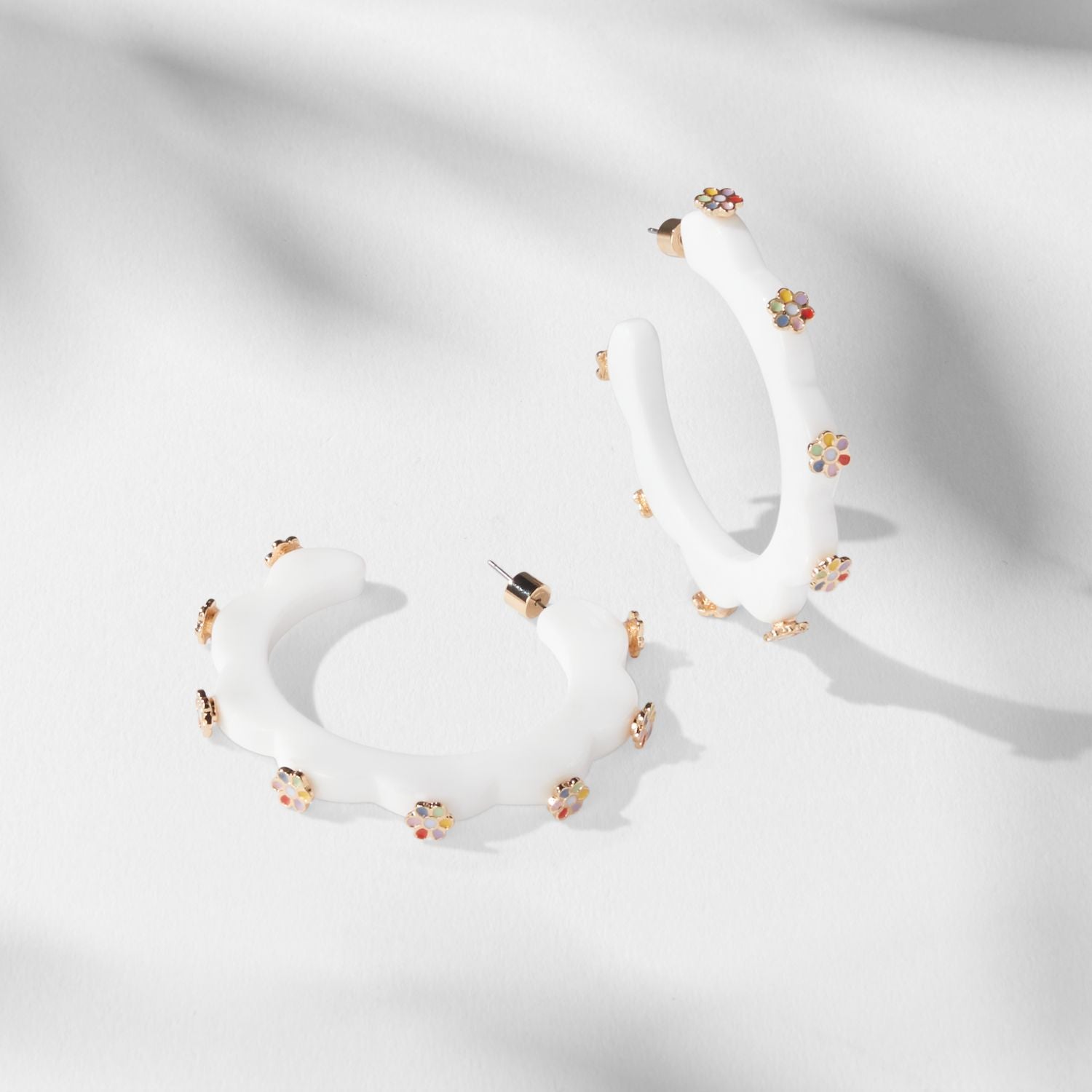 Groovy Small Jewel Hoop - White Multicolor