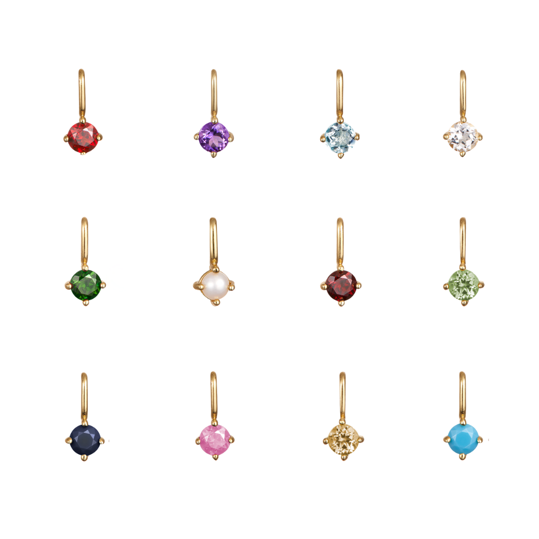 Gold Small Individual Birthstone Charm