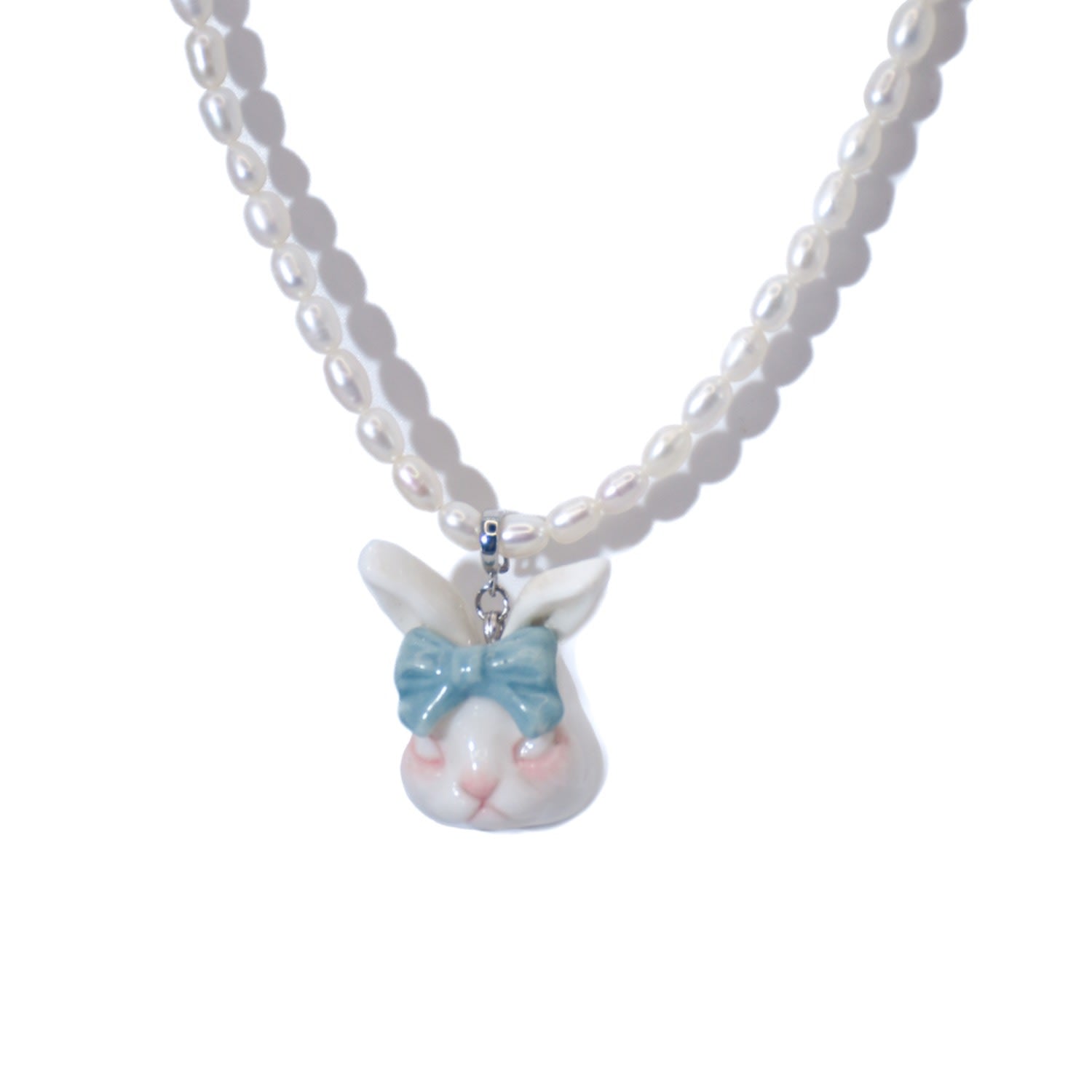 Grumpy Bunny Jade Blue Freshwater Pearl Choker Necklace