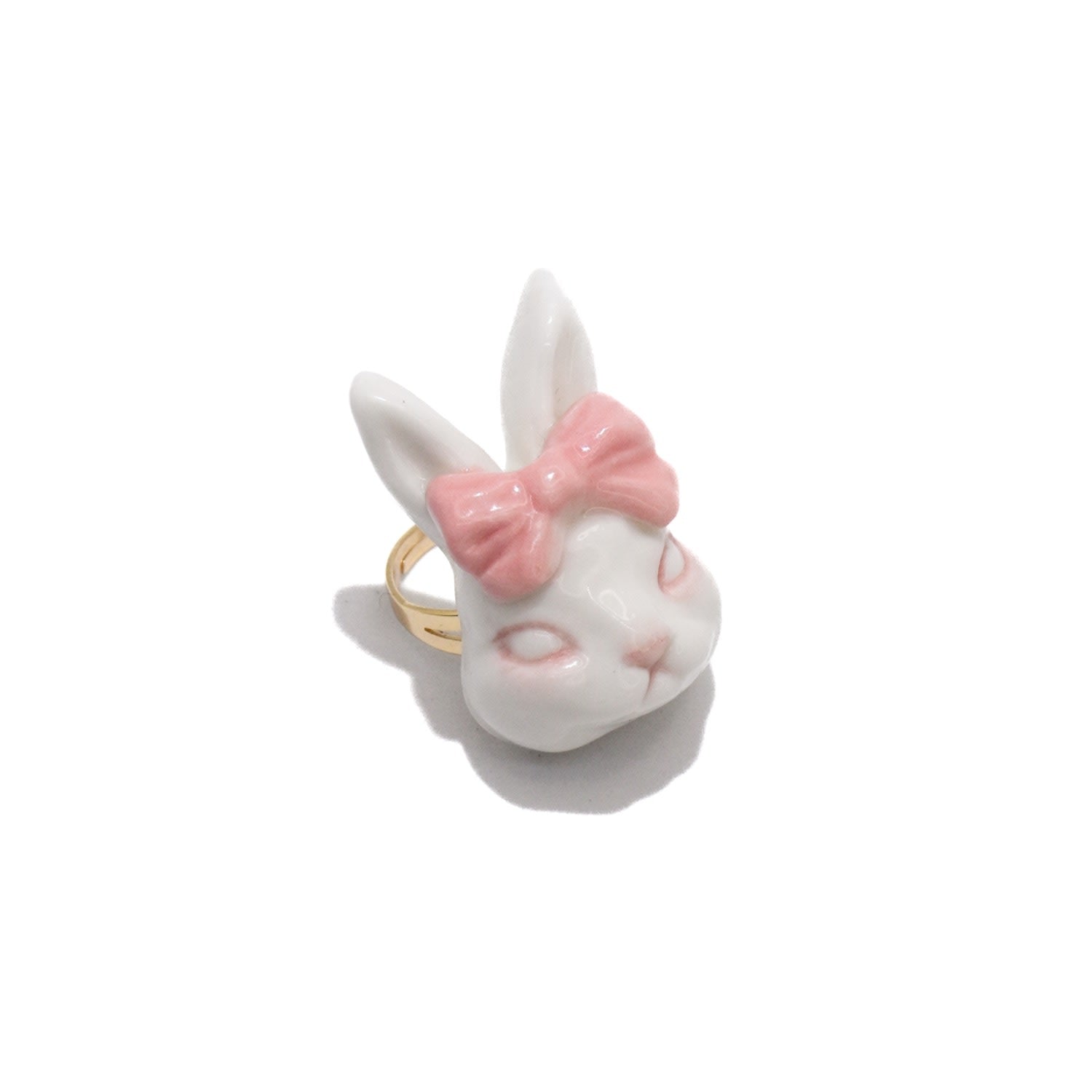 Grumpy Bunny Pinky Bow Tie 14K Gold Plated Brass Ring