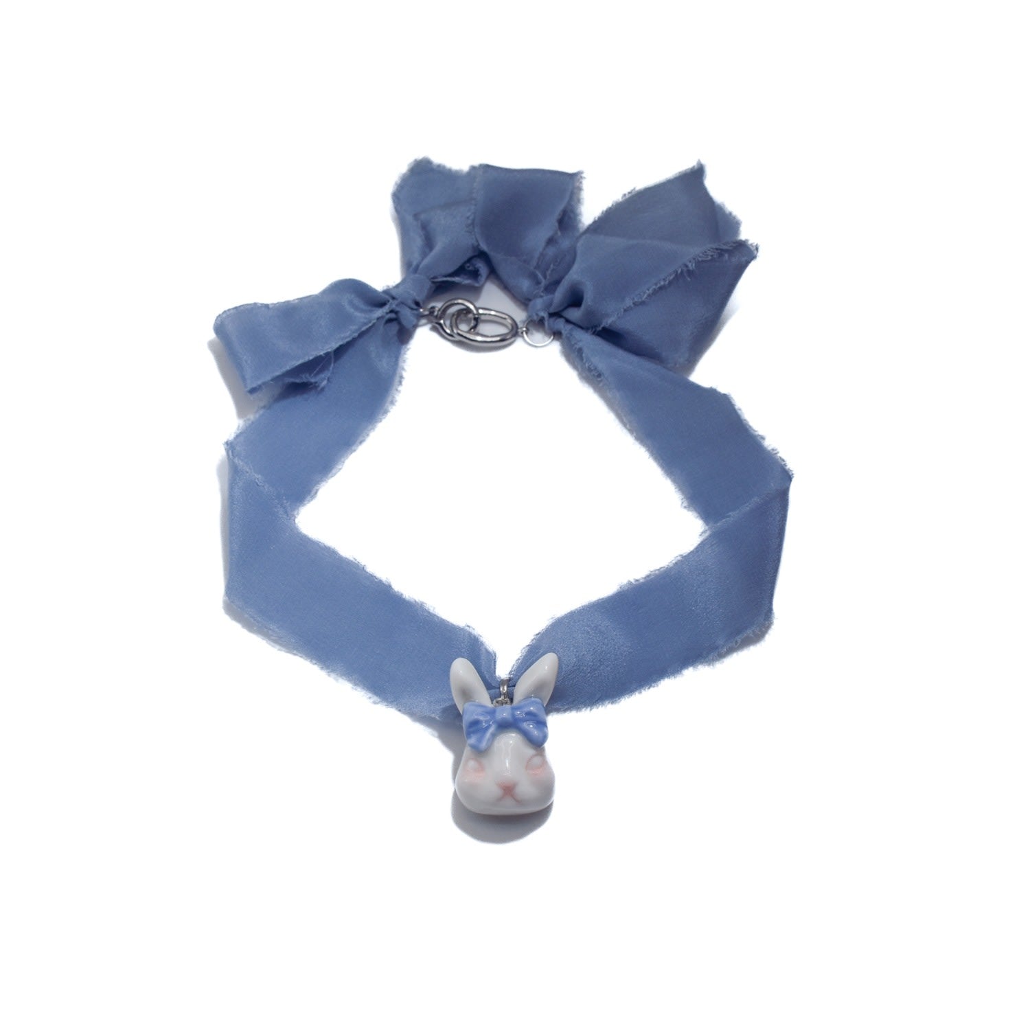 Grumpy Bunny Purple Blue Silk Choker Necklace