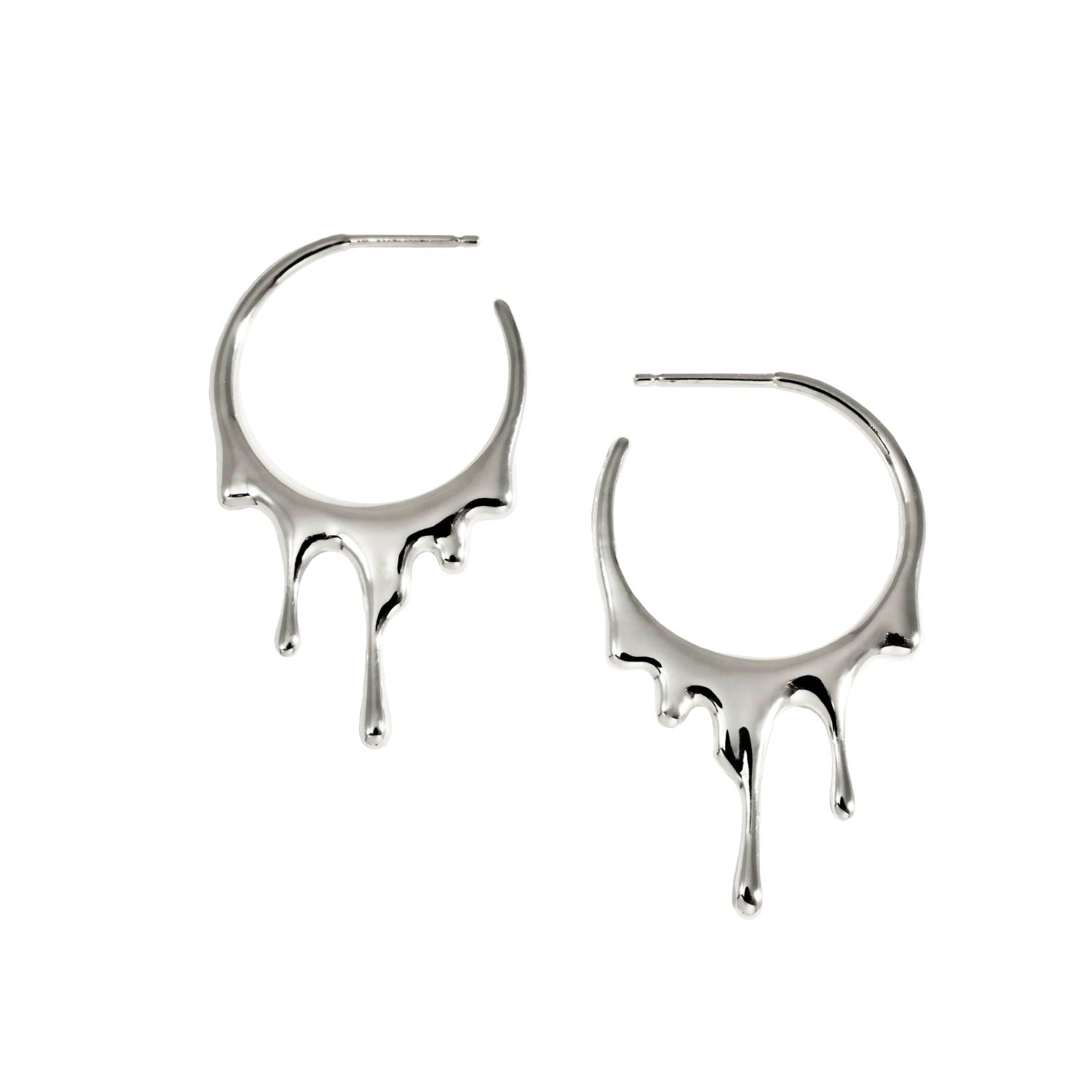 Dripping Circular S Sterling Silver Hoop Earrings