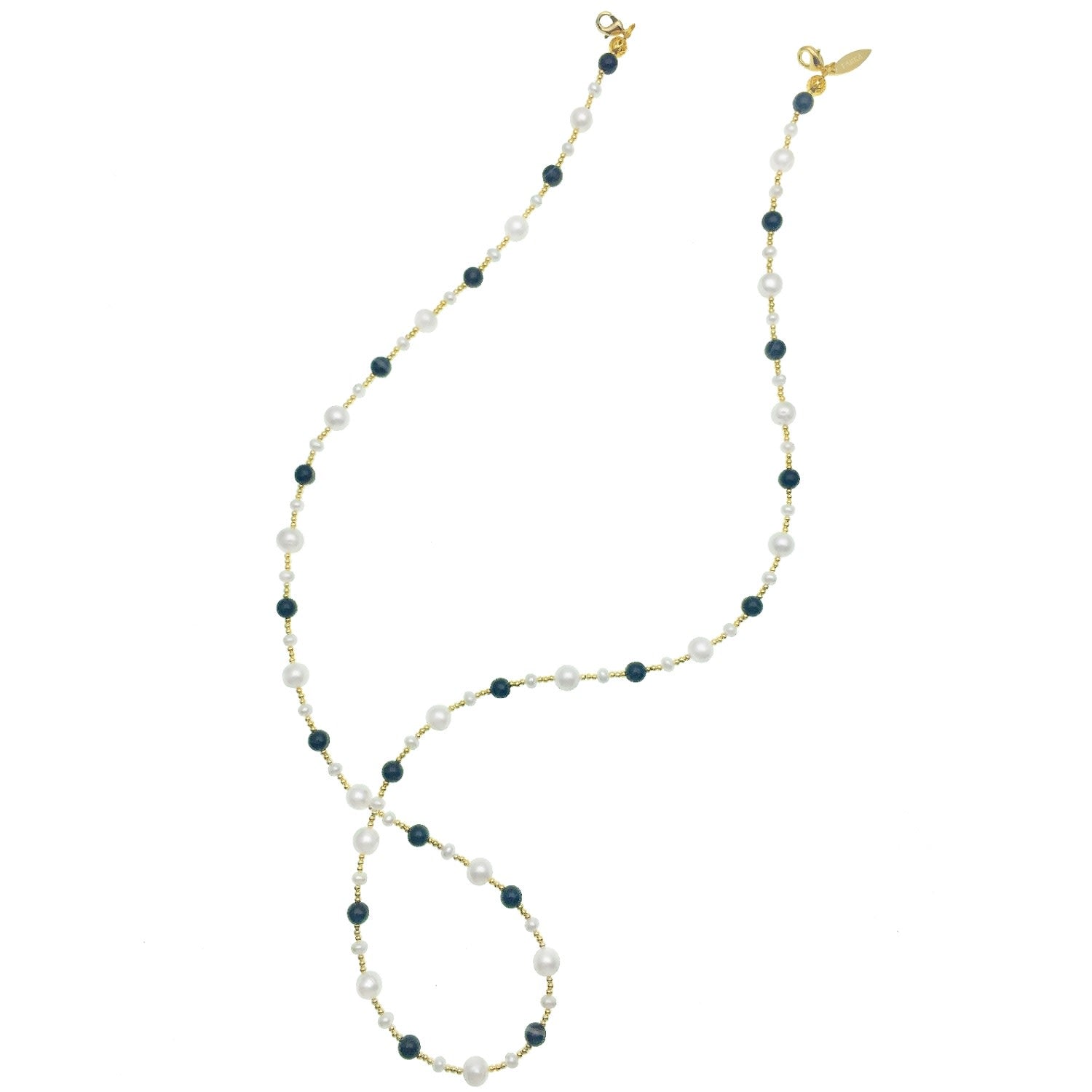 Removable Black &White Freshwater Pearls Glasses Chain