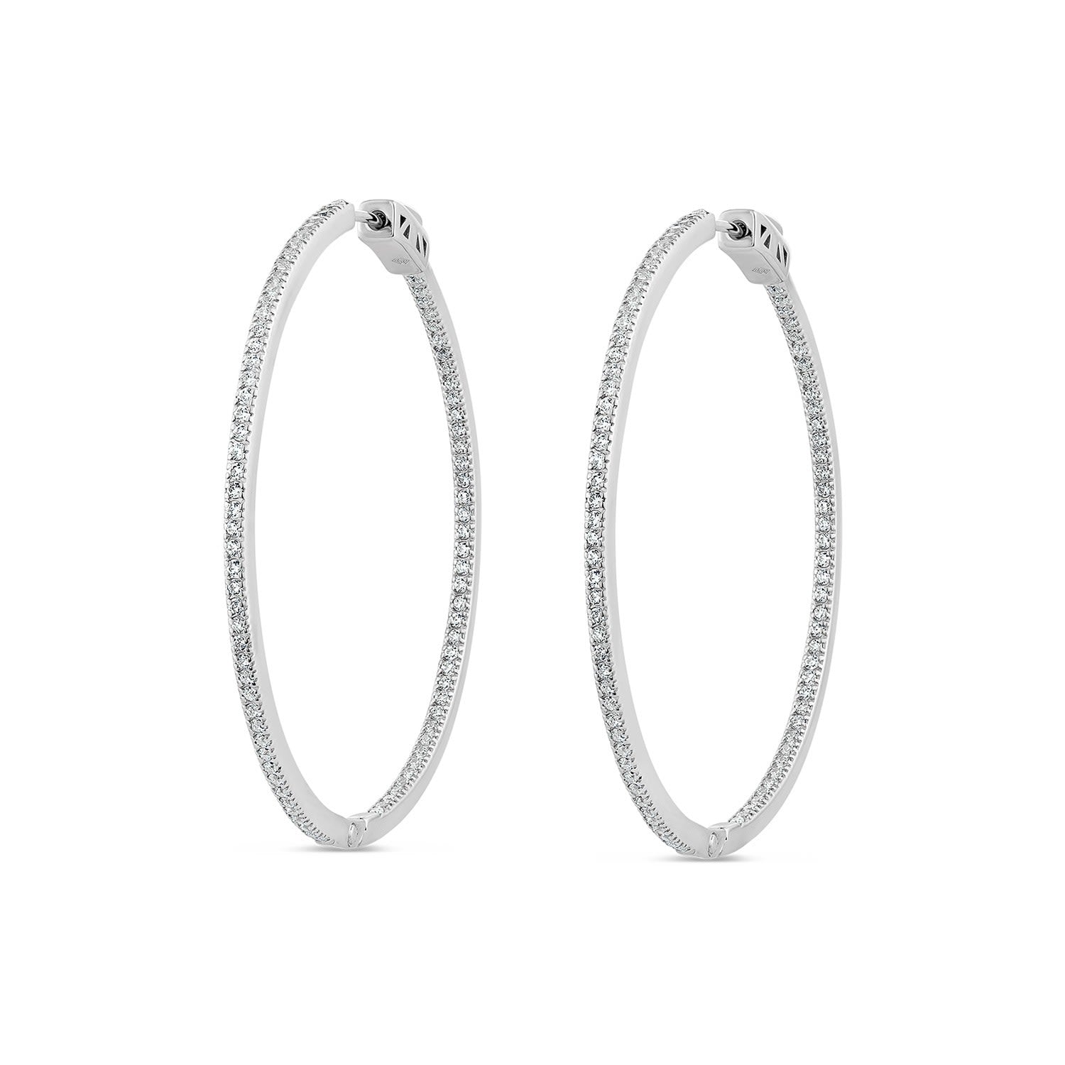 Light Hoop Earrings With Man Made Cz Diamond Stimulant In Sterling Silver