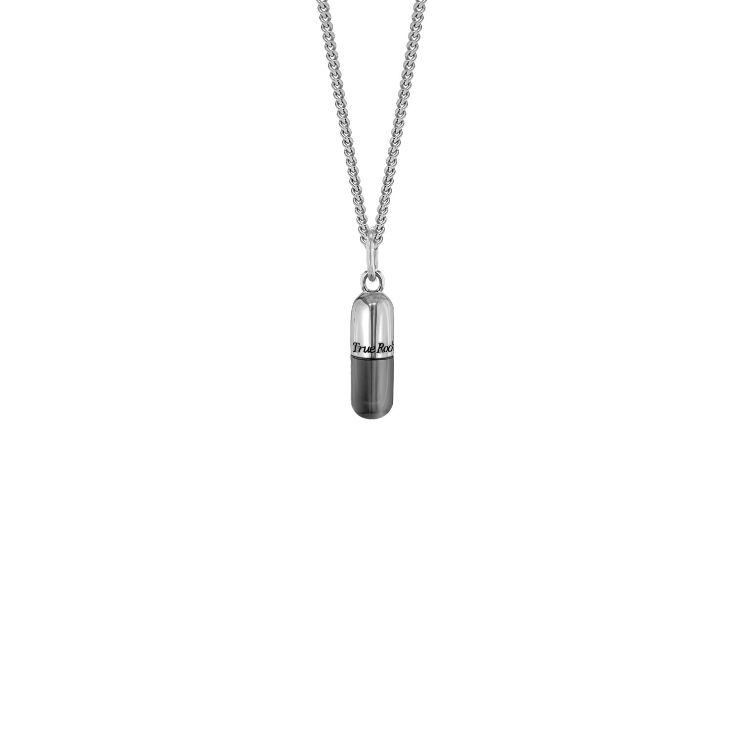 Sterling Silver & Gun Metal Grey 2 Tone Small Pill Pendant