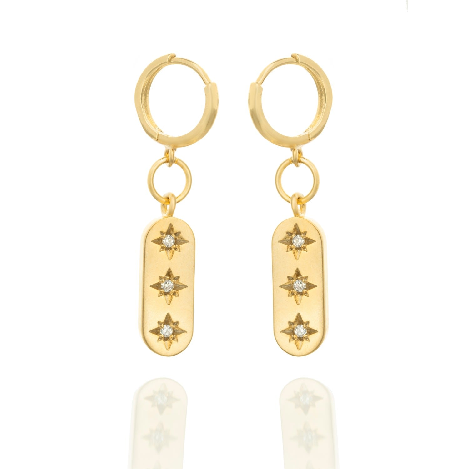 Three Star Bar Huggies Pair