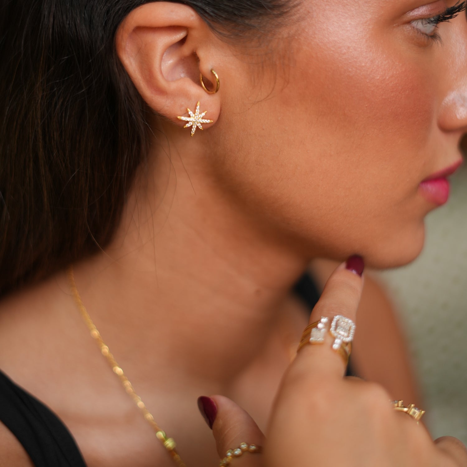 Guidance North Star Gold & Diamond Stud Earrings - Gold