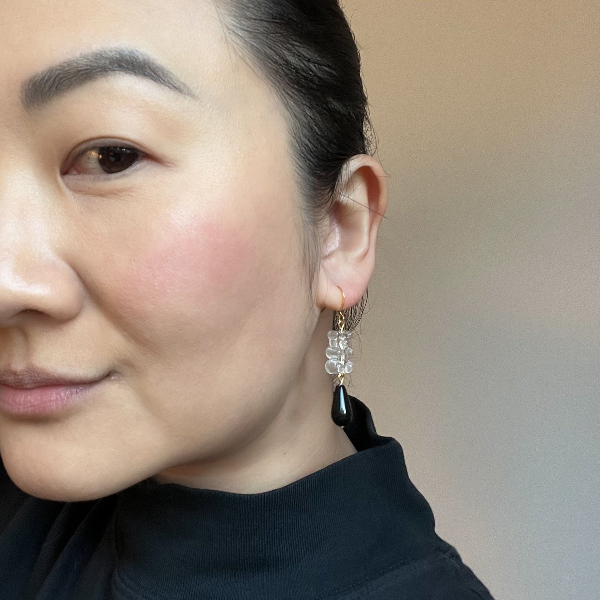 Gummy Bear Pearl Drop Dangly Earrings In Clear