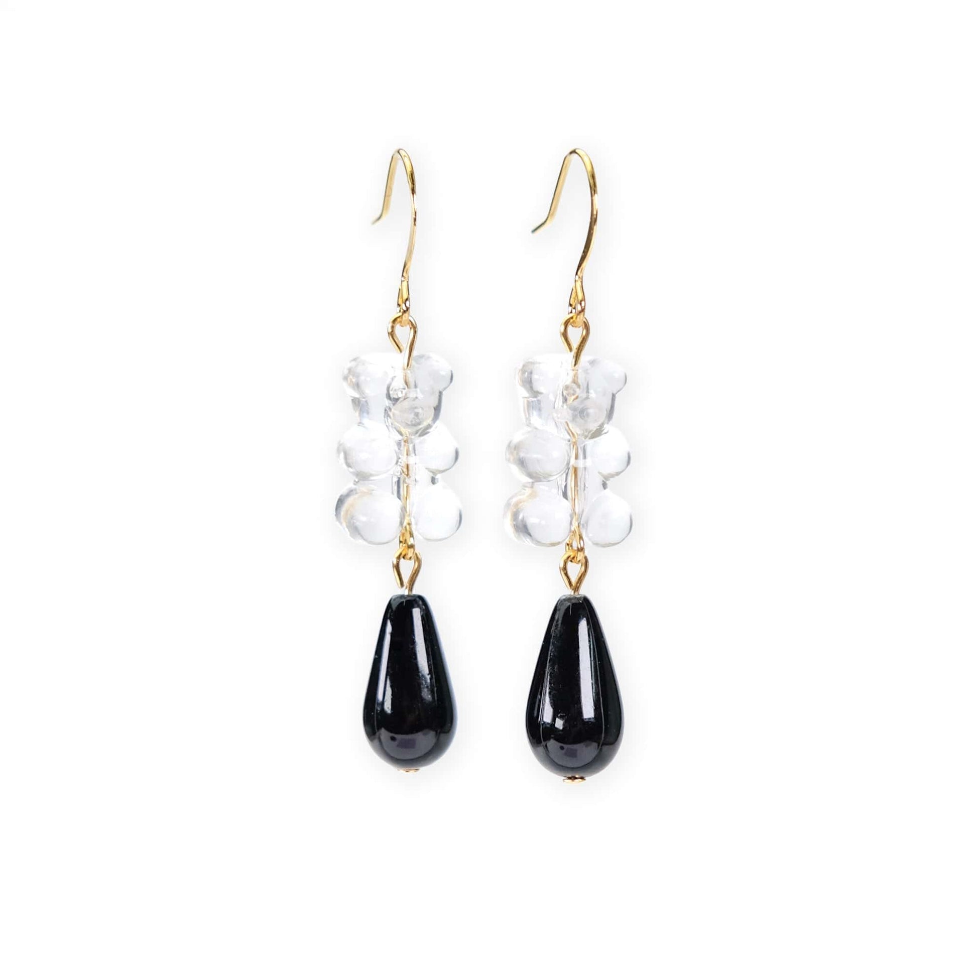 Gummy Bear Pearl Drop Dangly Earrings In Clear