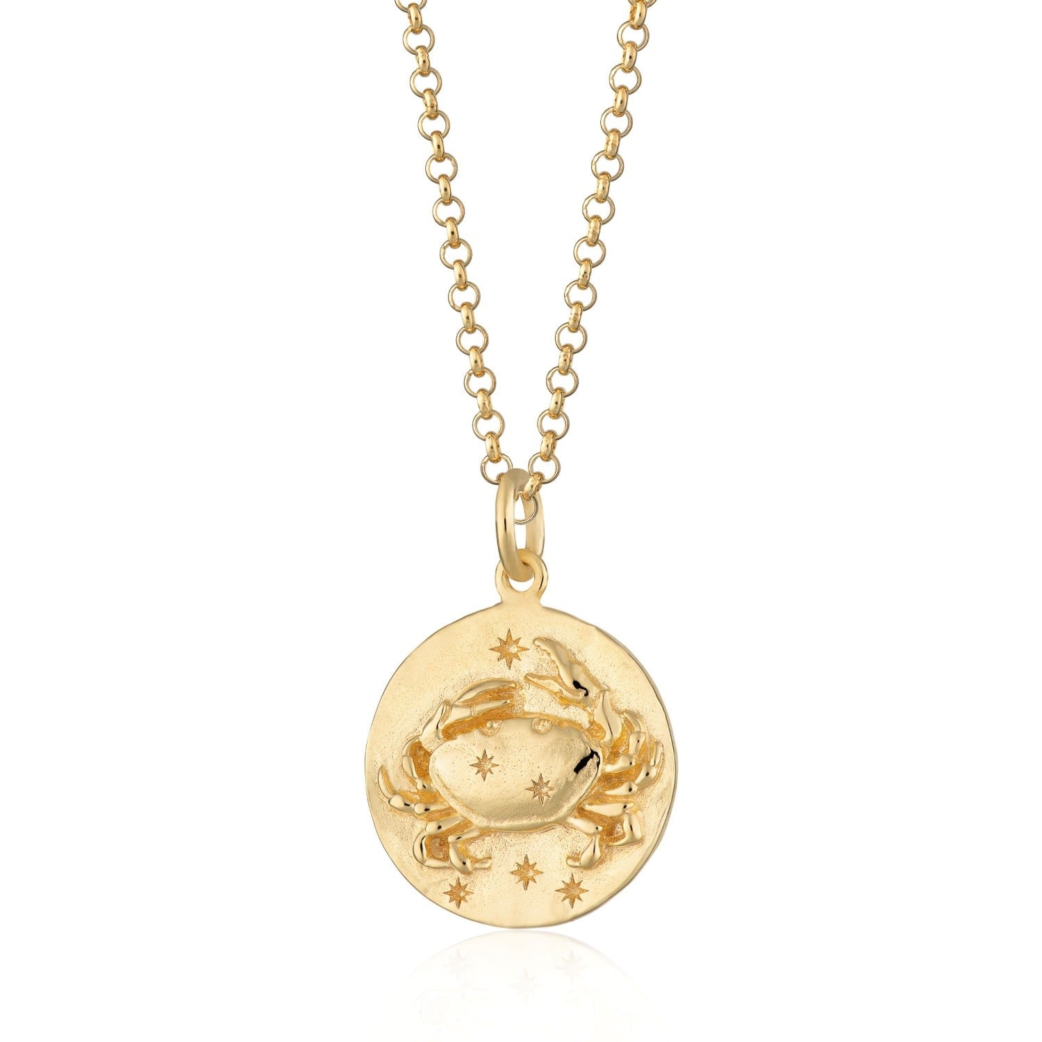 Gold Cancer Zodiac Charm Necklace