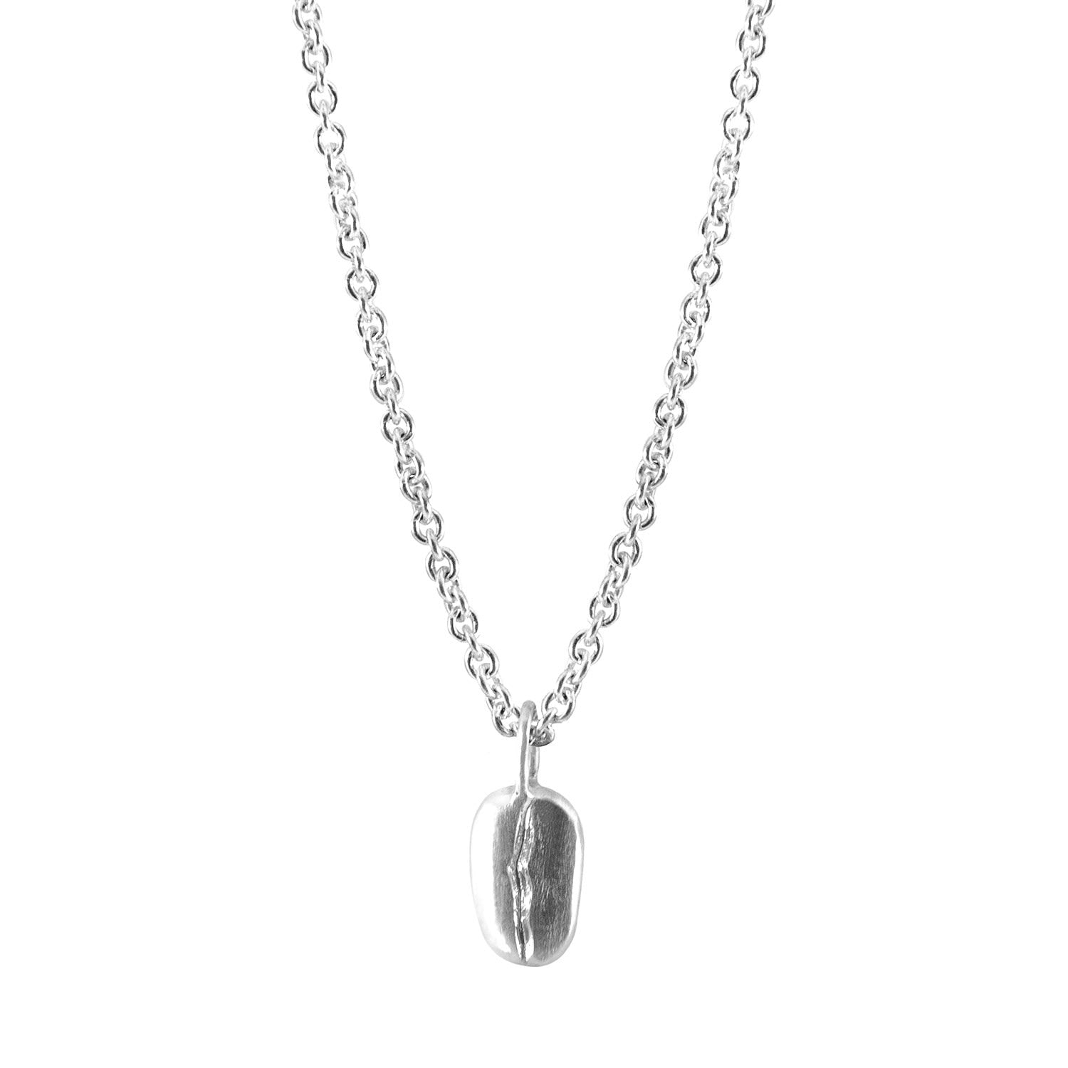 Gustatory Coffee Bean Silver Necklace Pendant