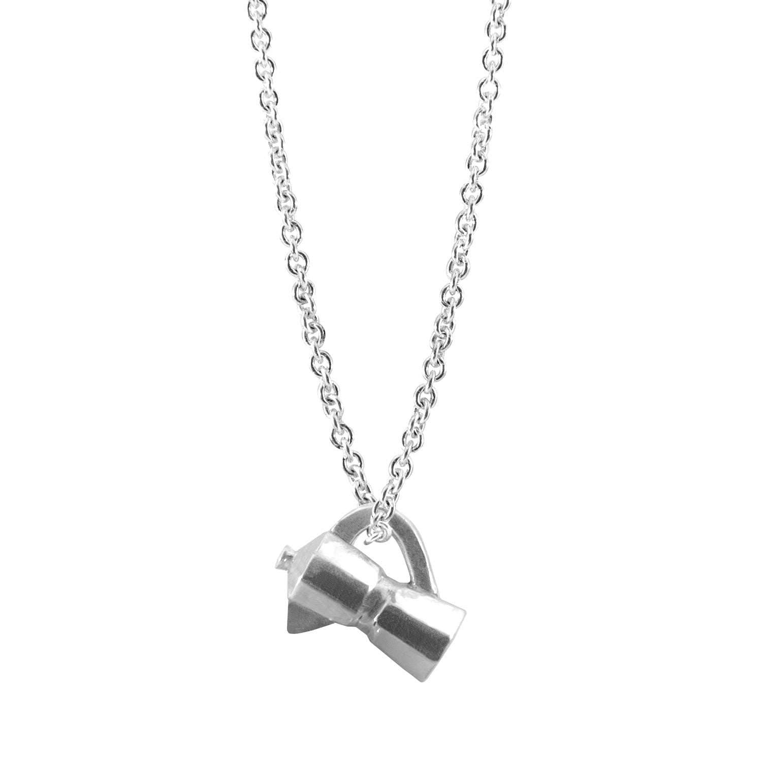 Gustatory Coffee Moka Pot Silver Necklace Pendant