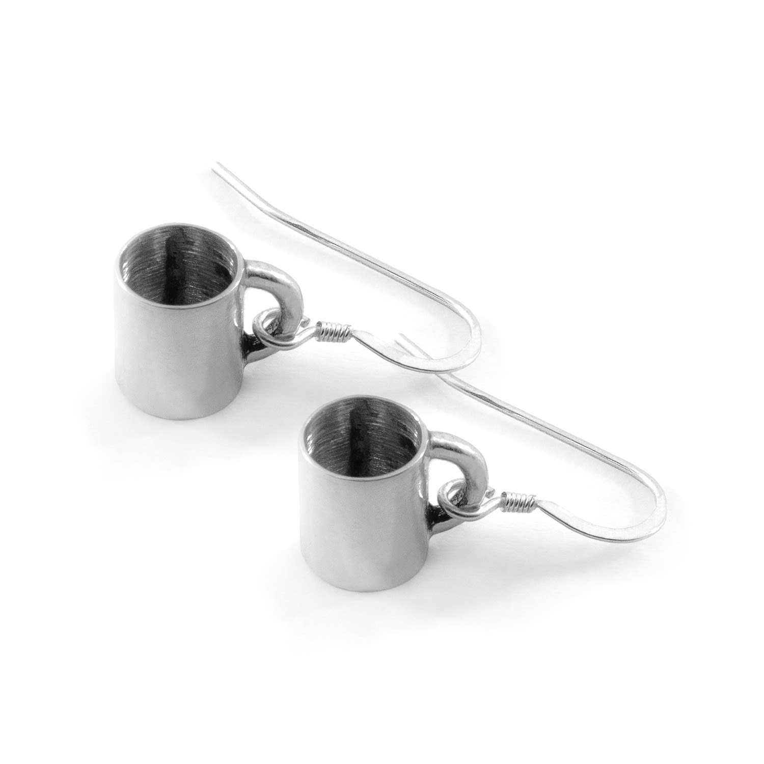 Gustatory Coffee Mug Silver Earrings