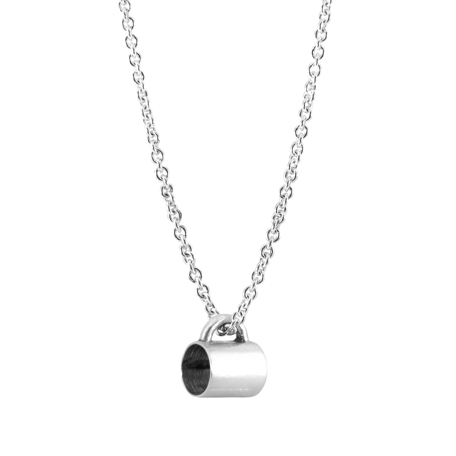 Gustatory Coffee Mug Silver Necklace Pendant