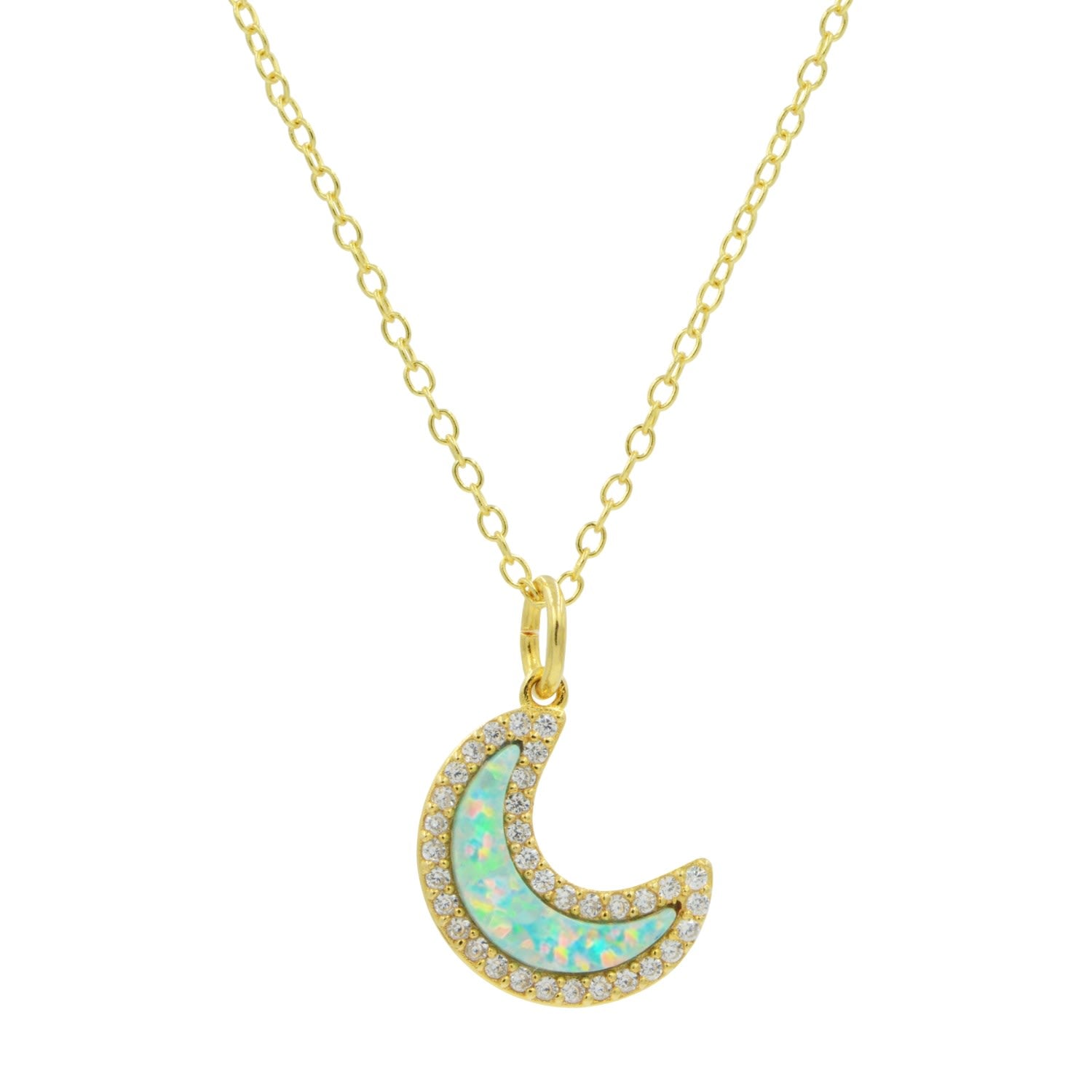 Green Opal Moon Necklace