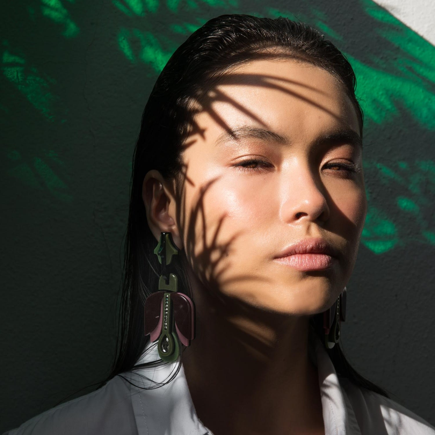 Acrylic Handmade Earring Tulip - Green