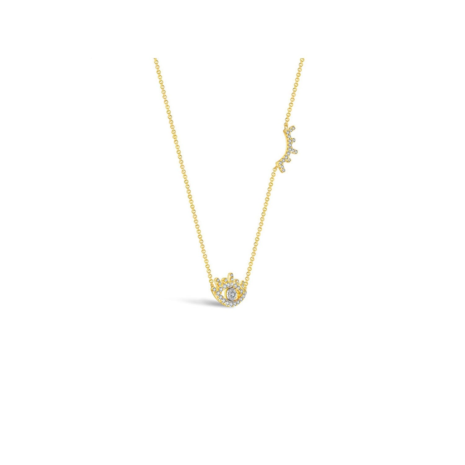 18K Yellow Gold Evil Eye & Eyelash Diamond Necklace