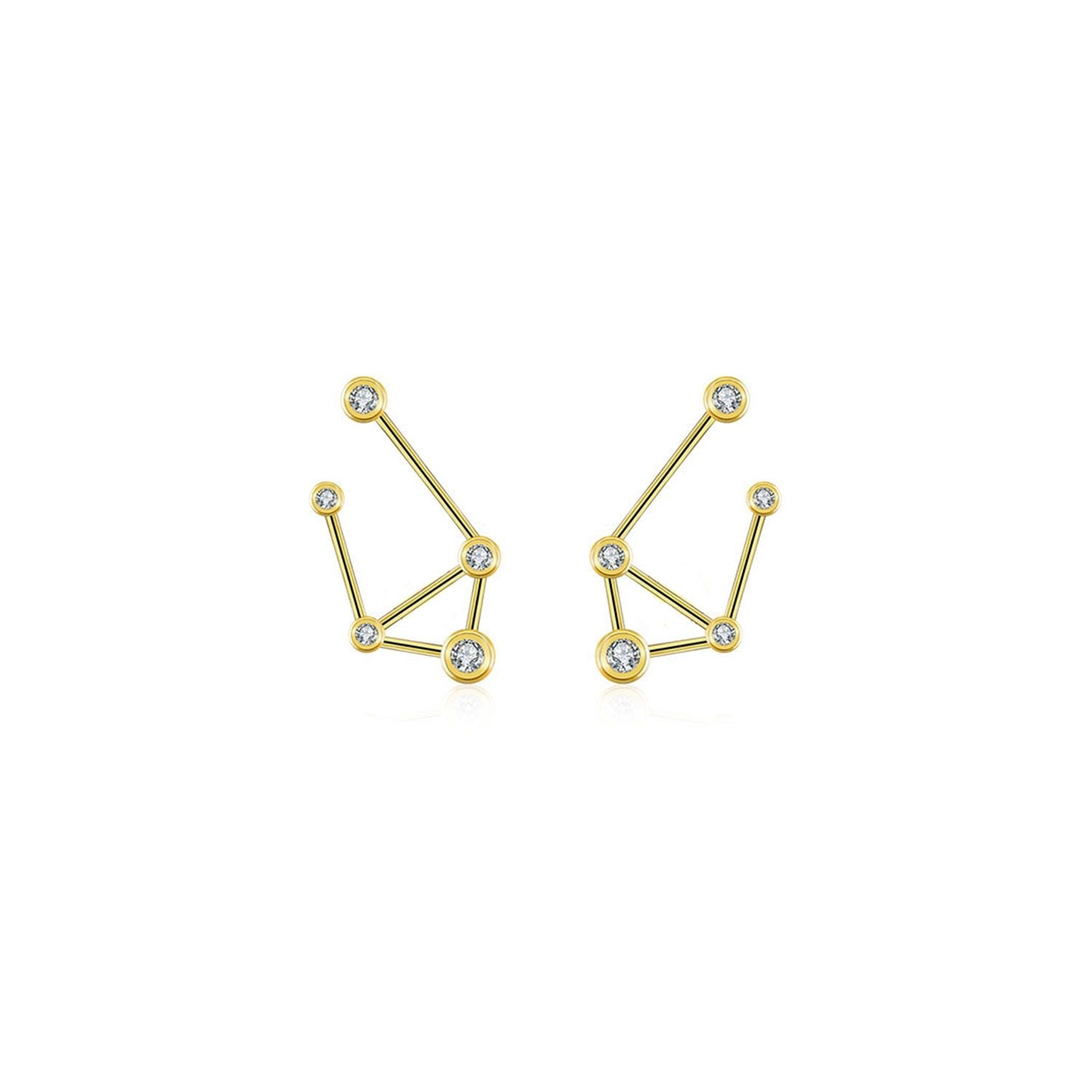 Libra Zodiac Constellation Earring 18K Yellow Gold & Diamond
