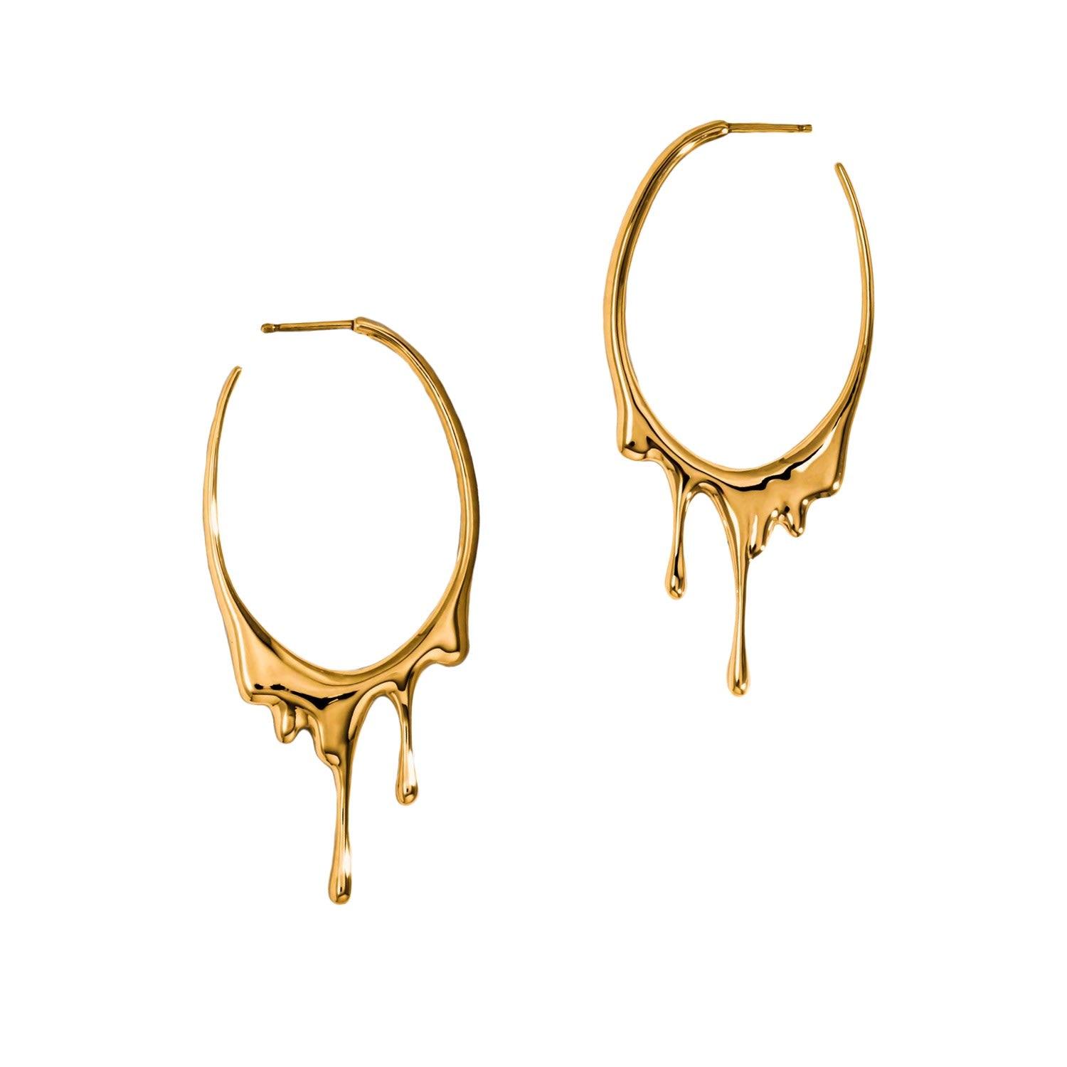 Dripping Oval M Gold Vermeil Hoop Earrings