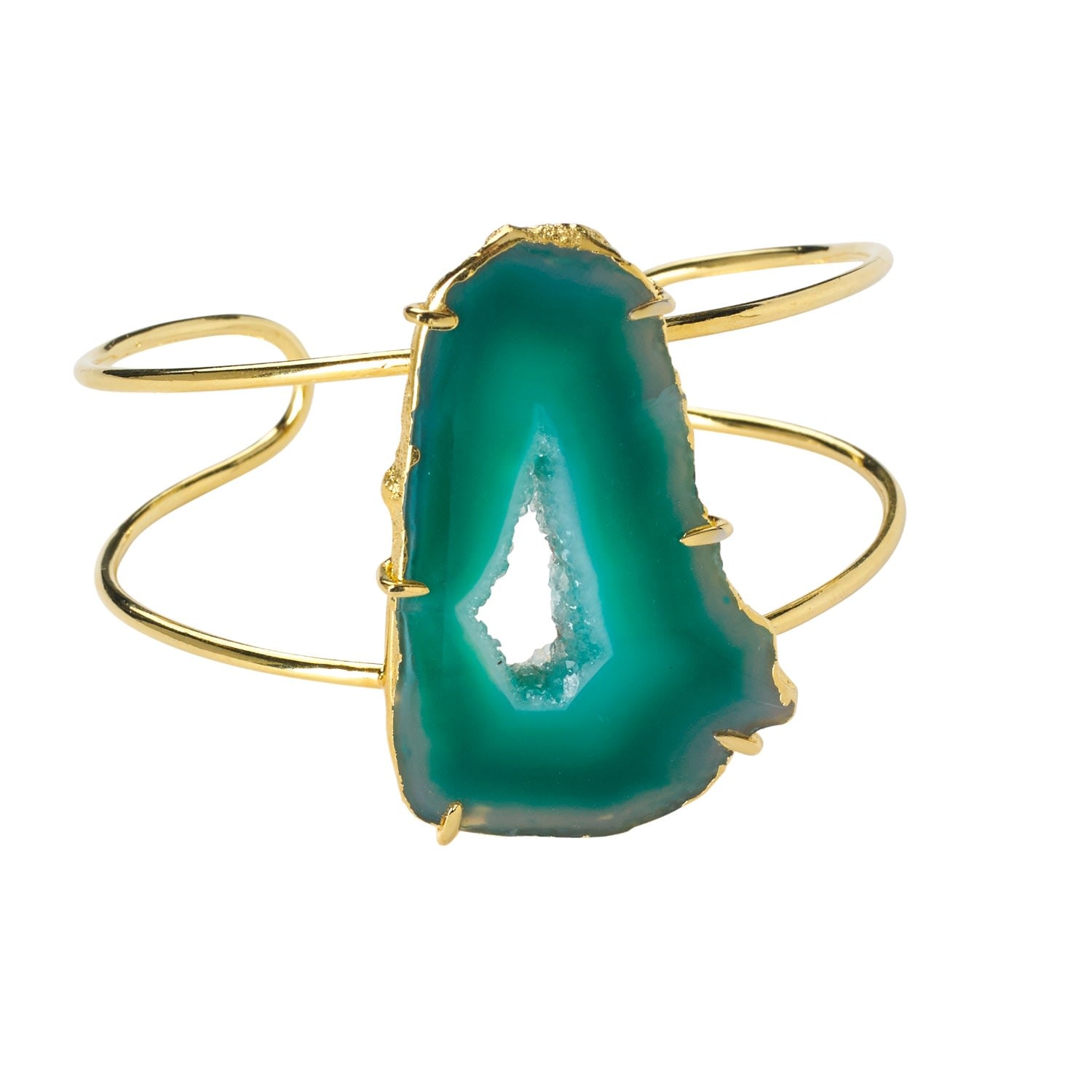 Green Gemstone Summer Love Cuff Bracelet - Vertical