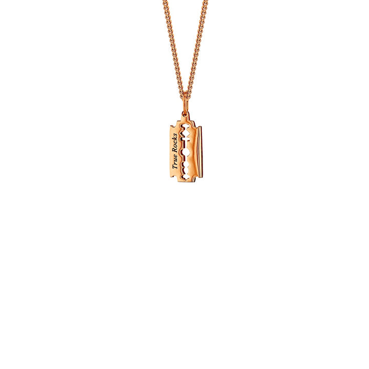 Razor Blade Pendant 18kt Rose Gold Plated On Bead Chain