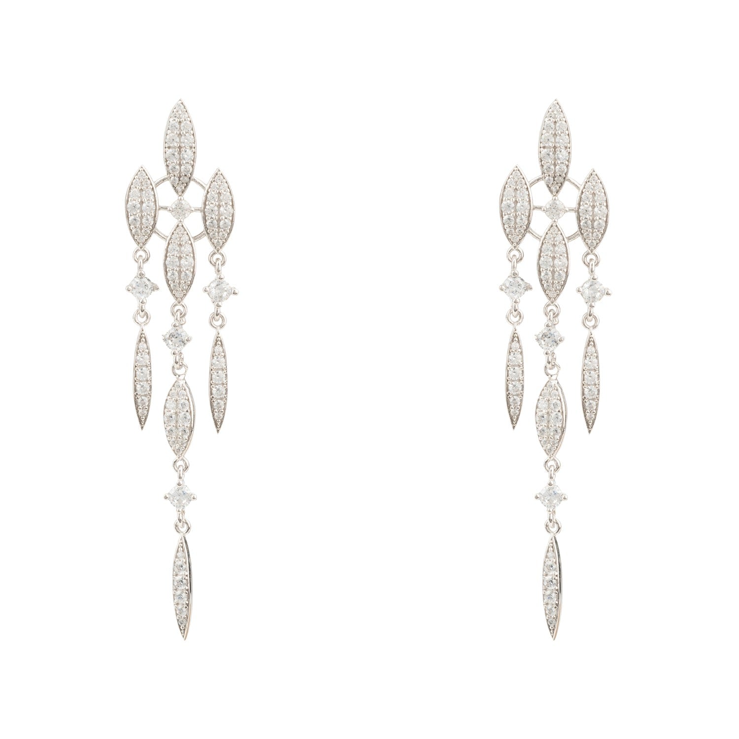 Valencia Statement Drop Earring White Cz Silver