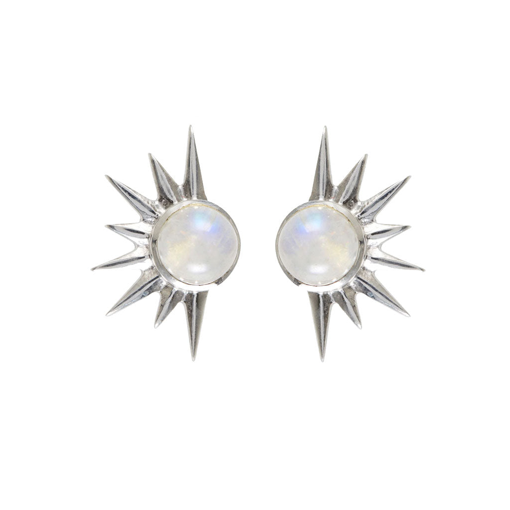 Total Eclipse Silver Statement Stud Earrings - Moonstone