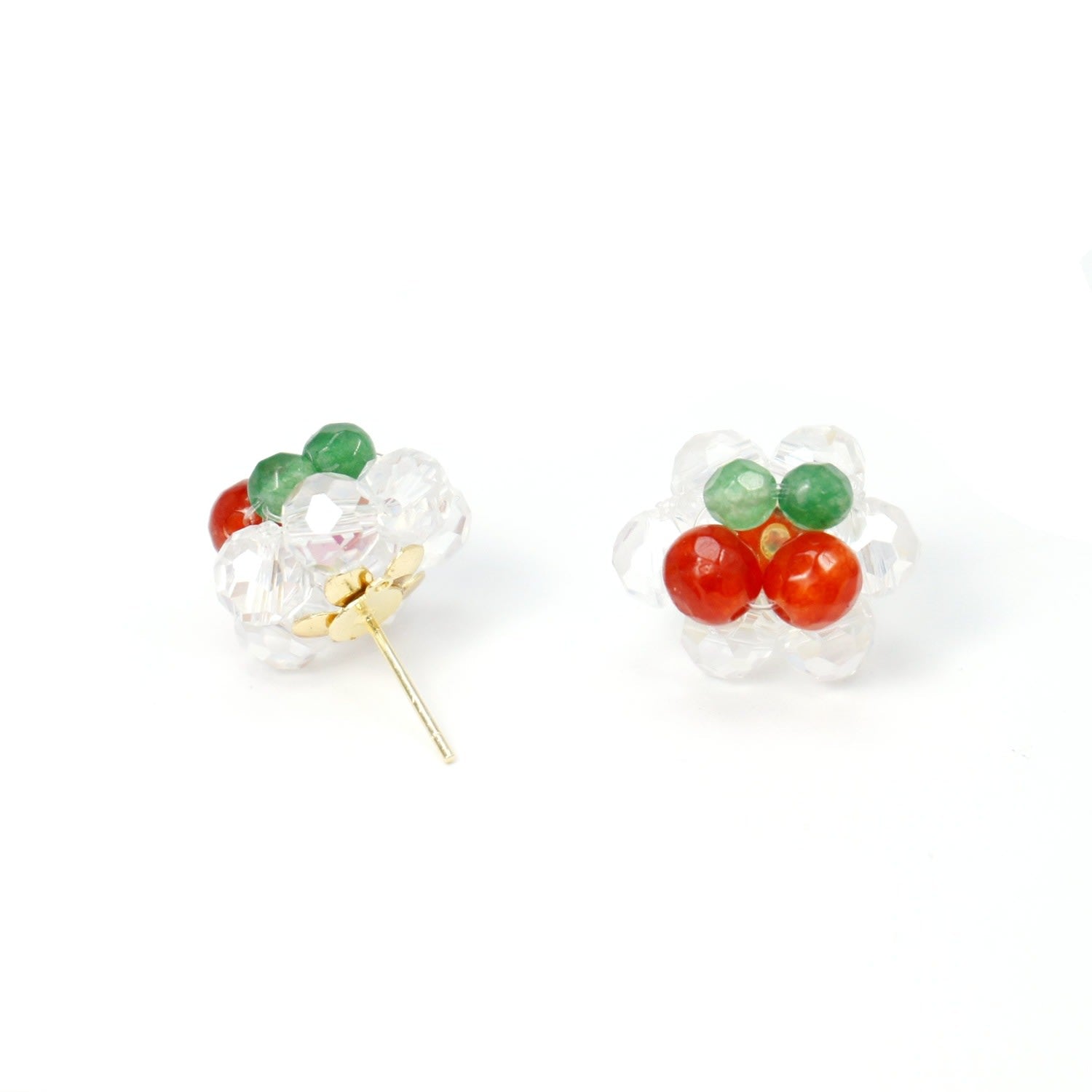 Cherry Pie Gemstone Stud Earrings Red