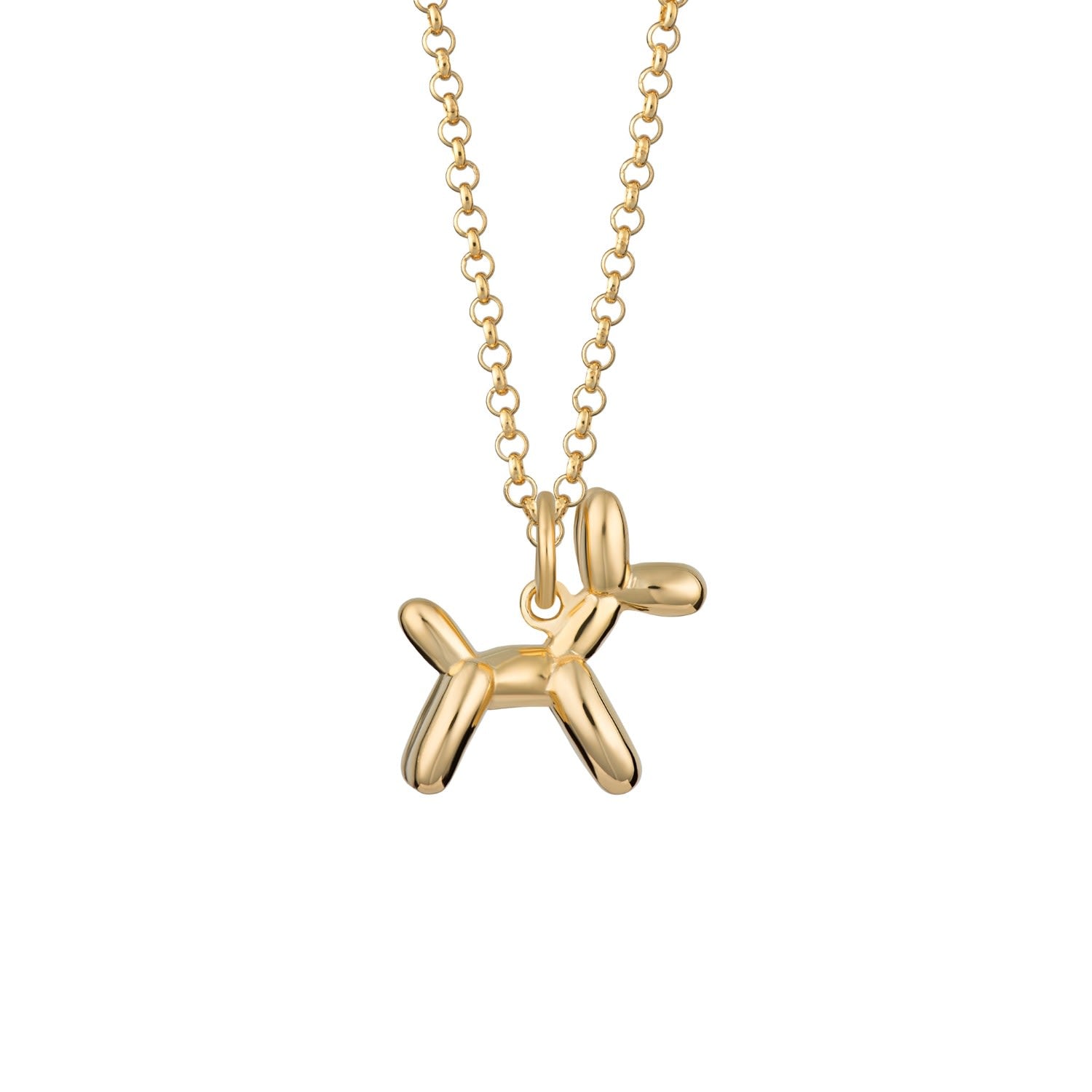 Gold Balloon Dog Charm Necklace