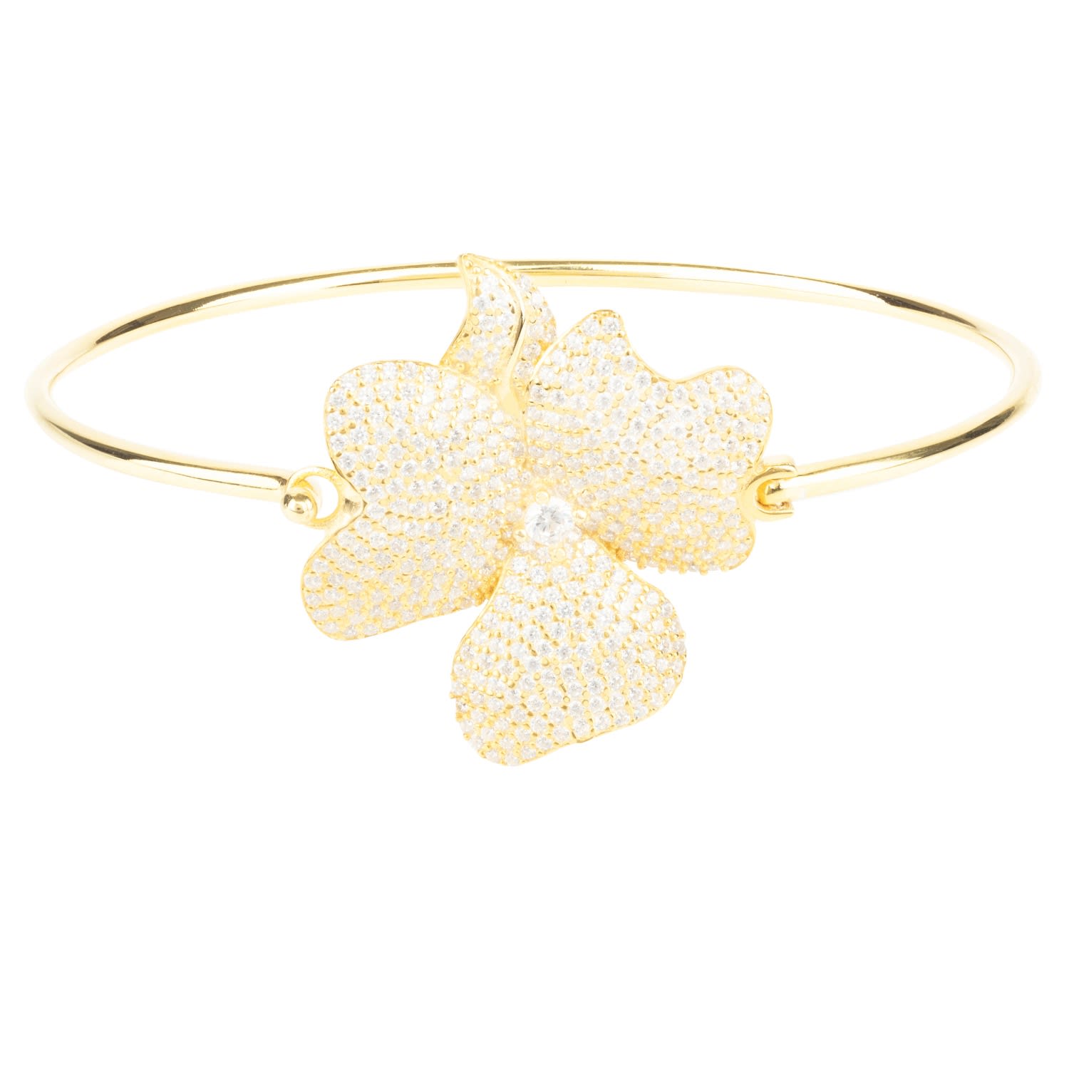 Flower Large Statement Cuff Bracelet Gold