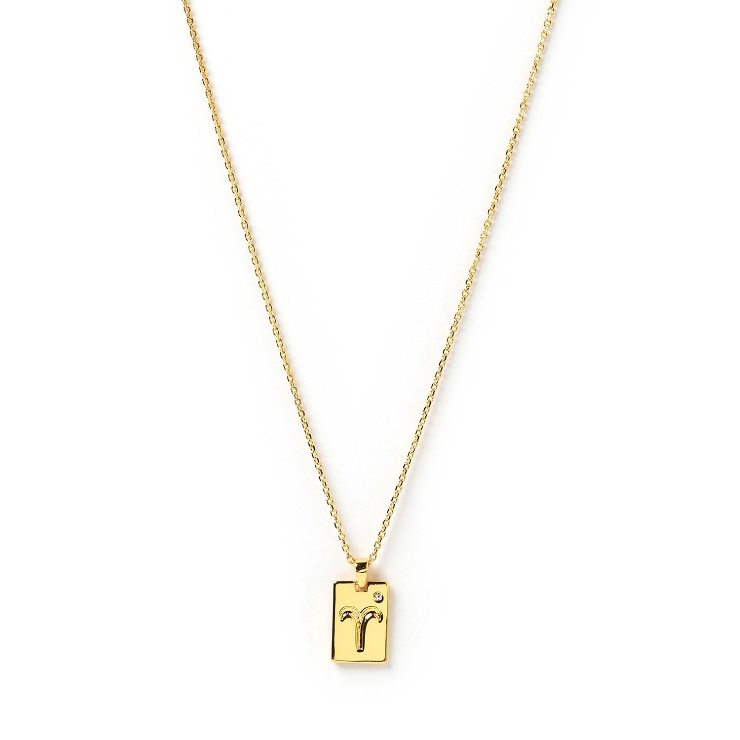 Aries Gold Tag Zodiac Necklace