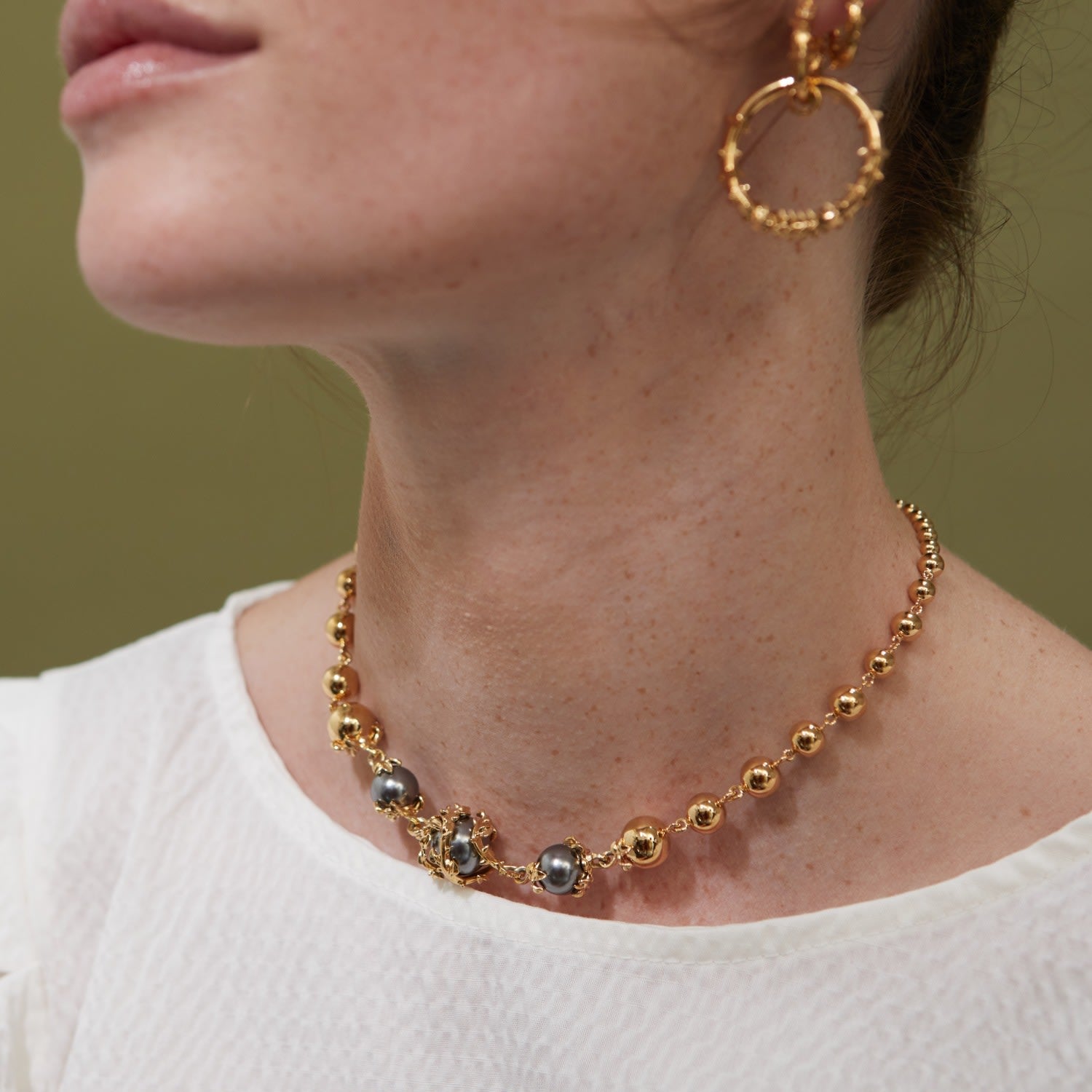 Orb & Three Pearls Full Necklace