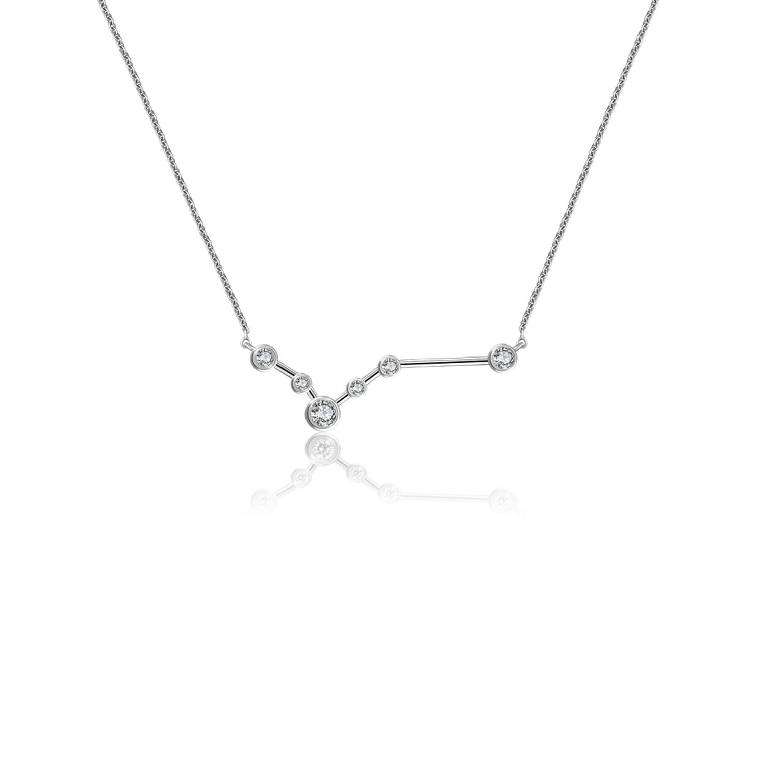 Pisces Zodiac Constellation Necklace 18K White Gold & Diamond