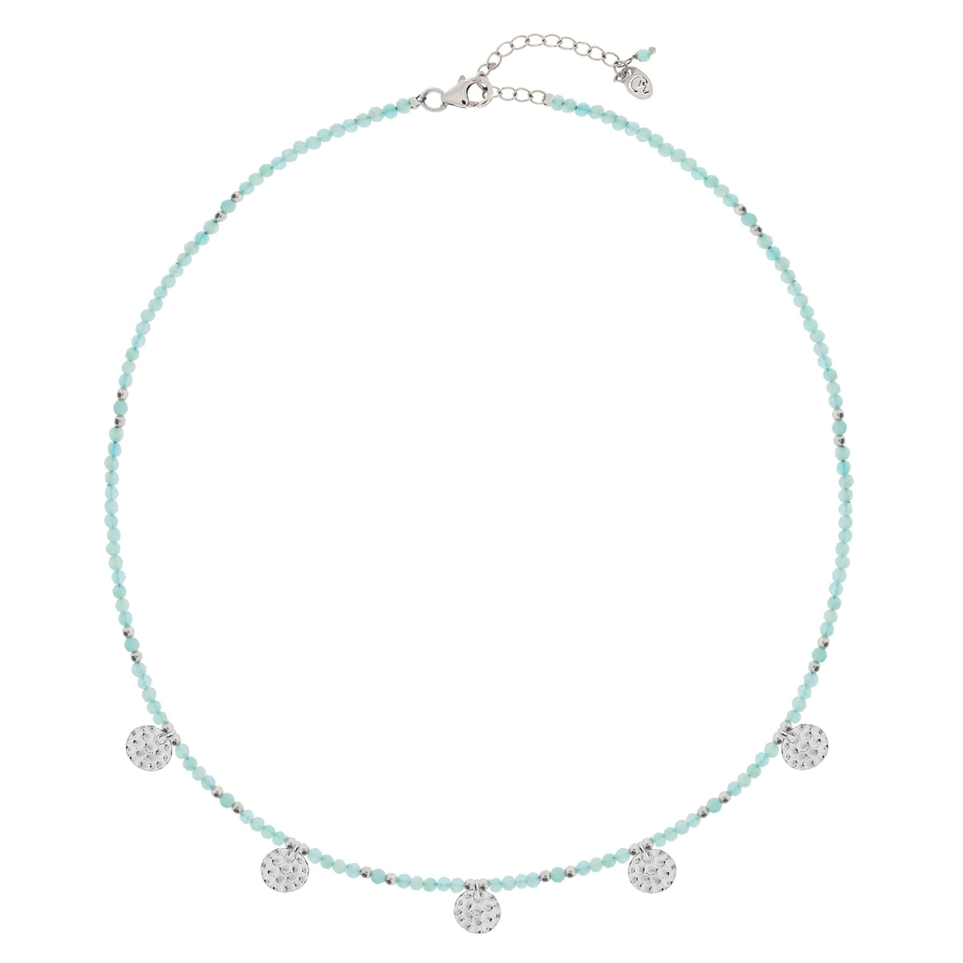 Aegean Silver Beaded Necklace - Amazonite