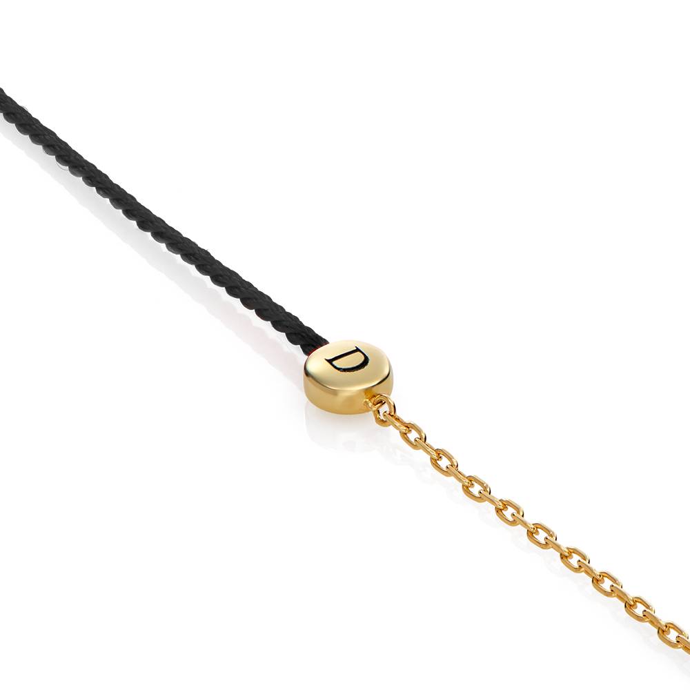 Half and Half Black Initial Bracelet with Diamond in 18K Gold Plating