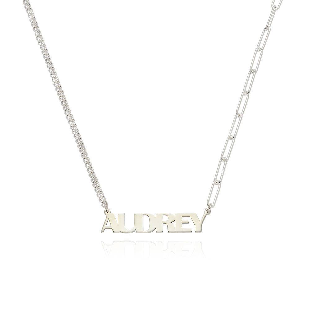 Half and Half Bold Name Necklace in Sterling Silver