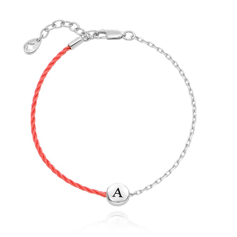 Half and Half Pink Initial Bracelet with Diamond in Sterling Silver