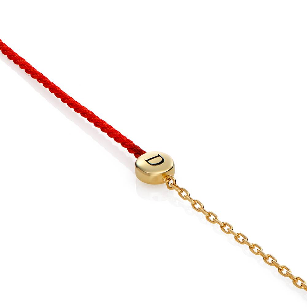 Half and Half Red Initial Bracelet with Diamond in 18K Gold Plating